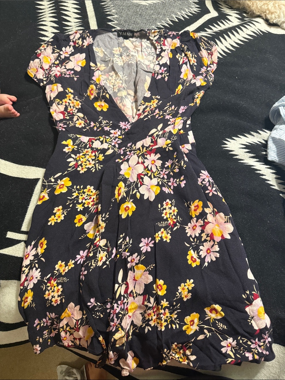 Yumi Kim Floral Wrap Mini Dress with Pink & Yellow Blooms